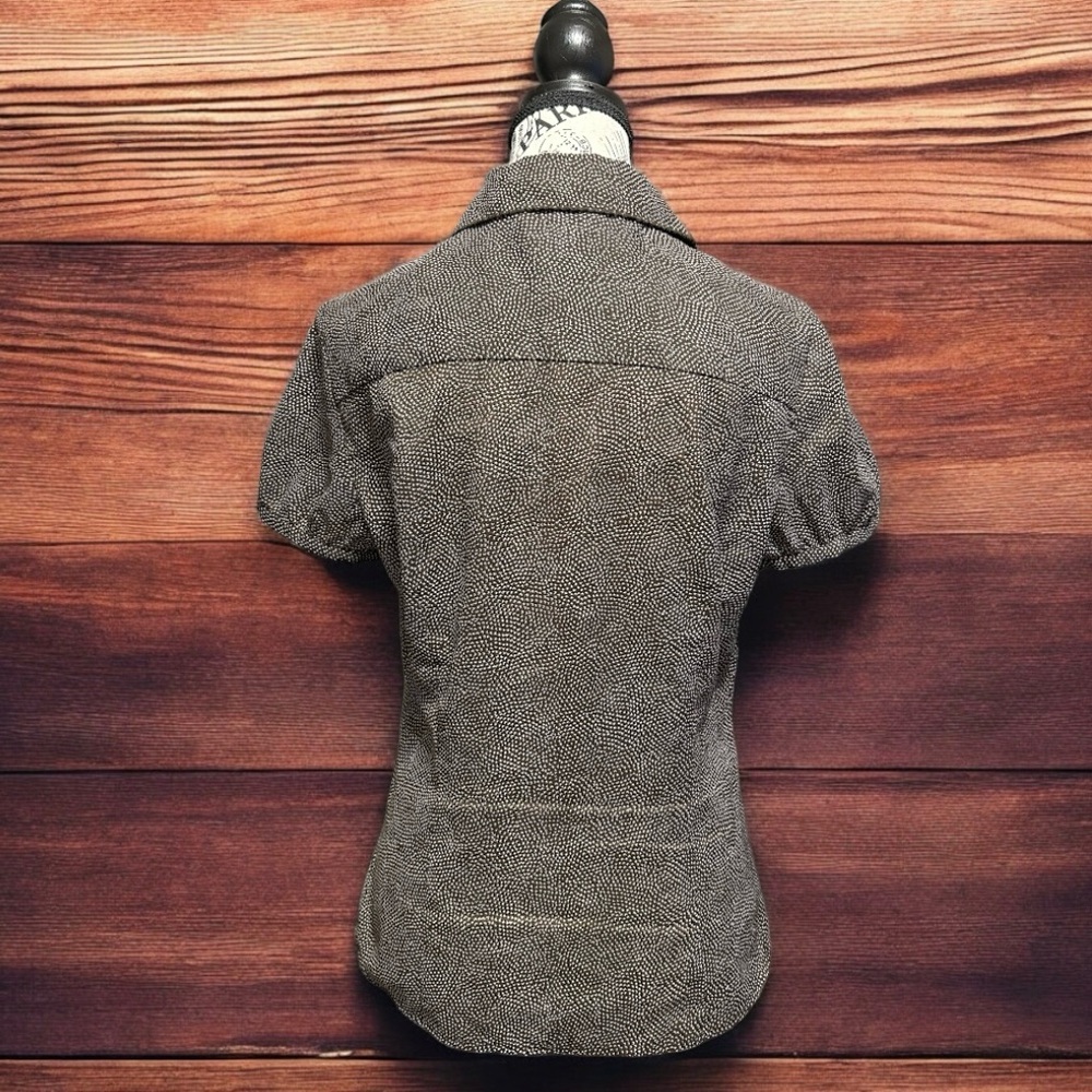 LOFT Short Sleeve Button Down size 6-Brown - Picture 4 of 12